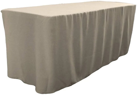 Polyester Poplin Fitted, Box Cover Tablecloth (Silver, 72" Long x 30" Wide x 30" High)