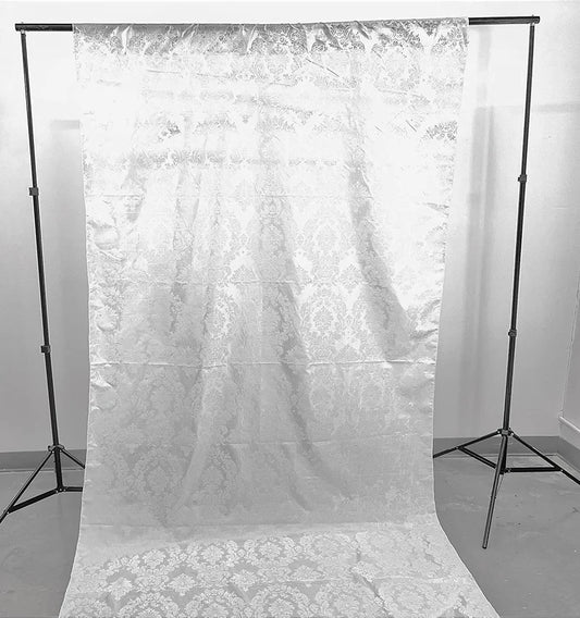 Damask Flocking Taffeta Backdrop Drape Curtain Panel, Set of 1, - (White on White, Choose Color Below