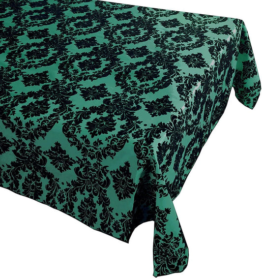 Decorative Damask Polyester Taffeta Tablecloth (Black/Aqua, Rectangular Tablecloth) Choose Sise Below