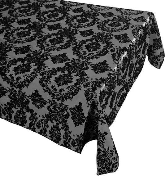 Decorative Damask Polyester Taffeta Tablecloth (Black/Silver, Rectangular Tablecloth) Choose Sise Below
