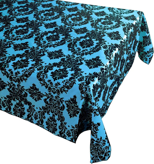 Decorative Damask Polyester Taffeta Tablecloth (Black/Turquoise, Rectangular Tablecloth) Choose Sise Below