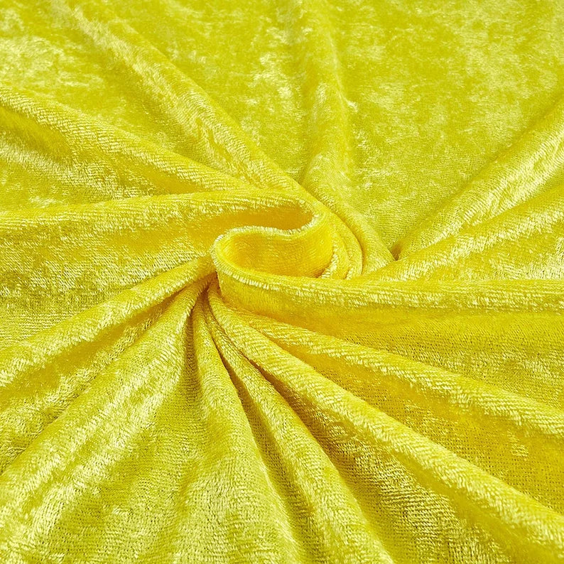 Stretch Panne Velvet Velour Yellow, Fabric by the Yard
