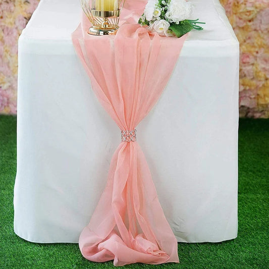 Chiffon Table Runner Extra Long, Wedding Runners, Holiday Table Runners, Long Table Runners, (Blush,