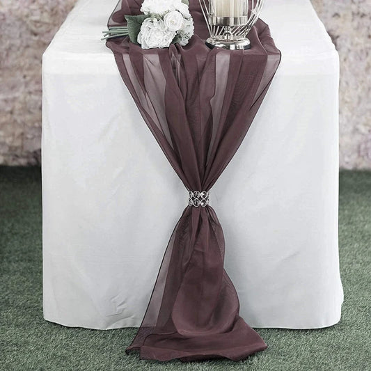 Chiffon Table Runner Extra Long, Wedding Runners, Holiday Table Runners, Long Table Runners, (Brown,