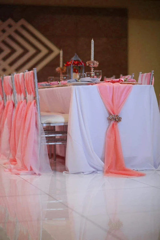 Chiffon Table Runner Extra Long, Wedding Runners, Holiday Table Runners, Long Table Runners, (Coral,