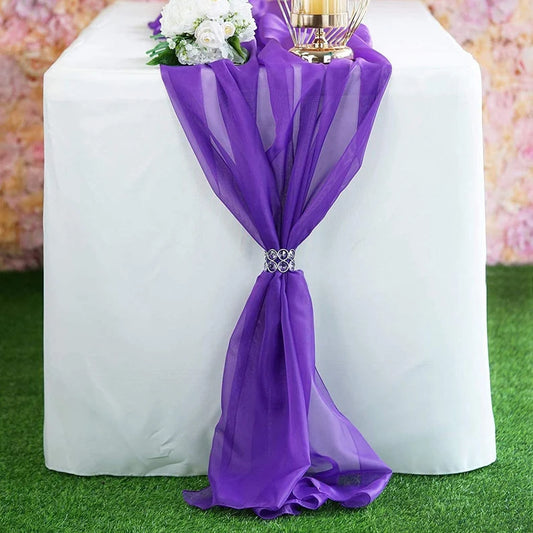 Chiffon Table Runner Extra Long, Wedding Runners, Holiday Table Runners, Long Table Runners, (Purple,