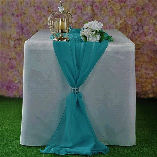 Chiffon Table Runner Extra Long, Wedding Runners, Holiday Table Runners, Long Table Runners, (Teal