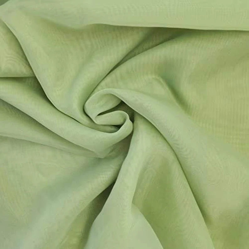 Polyester Soft Light Weight, Sheer, See Through Chiffon Fabric Sold By The Yard. Sage