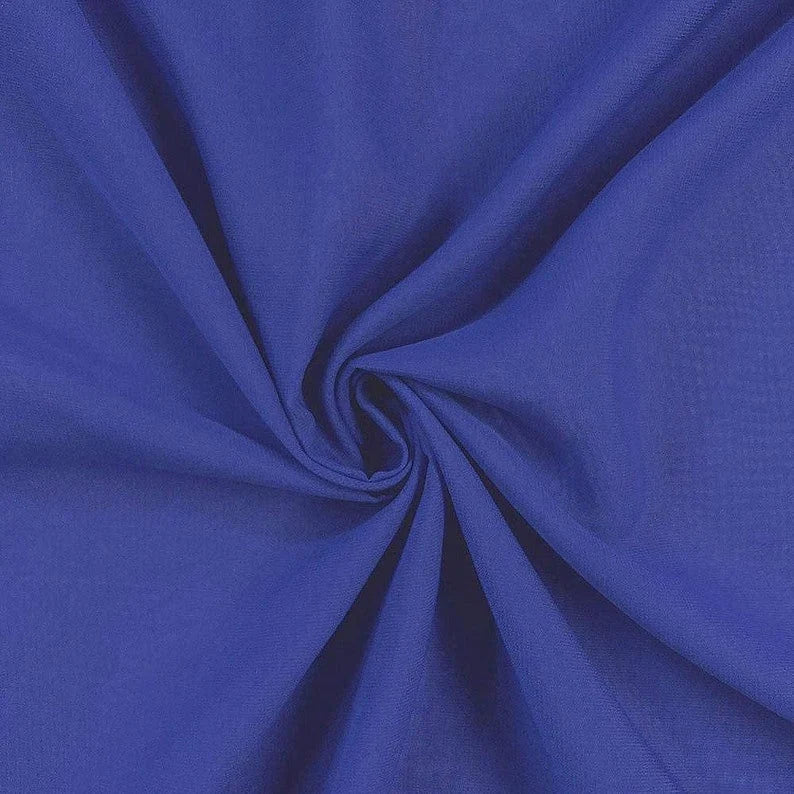 Polyester Soft Light Weight, Sheer, See Through Chiffon Fabric Sold By The Yard. Royal Blue