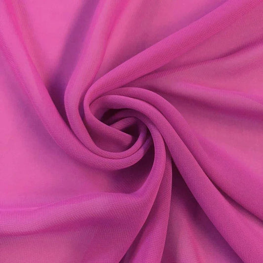 Polyester Soft Light Weight, Sheer, See Through Chiffon Fabric Sold By The Yard. Magenta