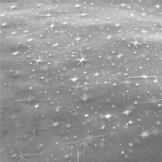 60" Wide Foil Star Silver on Sheer Organza Fabric by The Yard ( Silver , by The Yard)