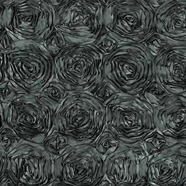 Wedding Rosette Satin Charcoal , Fabric by the Yard