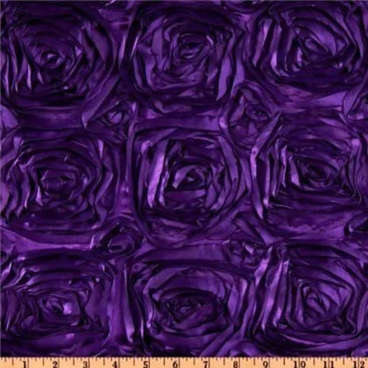 Wedding Rosette Satin Purple , Fabric by the Yard
