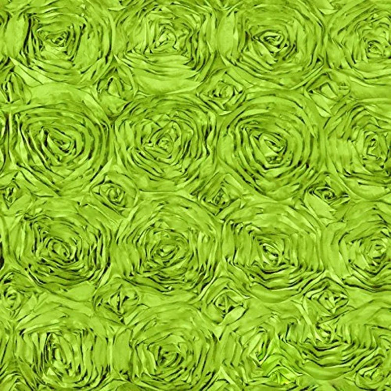 Wedding Rosette Satin Lime , Fabric by the Yard