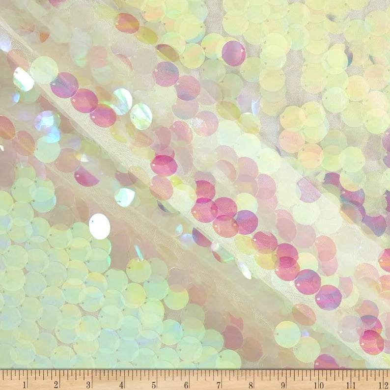 Fish Scale Paillette Sequin Pearl, Fabric by the Yard