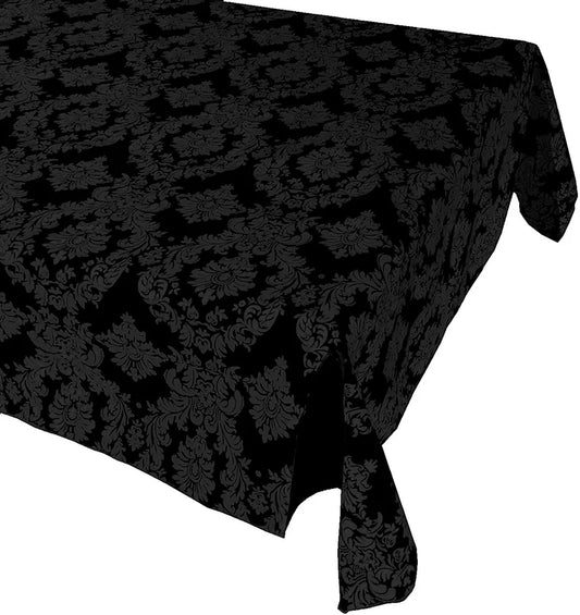 Decorative Damask Polyester Taffeta Tablecloth (Black/Black, Rectangular Tablecloth) Choose Sise Below