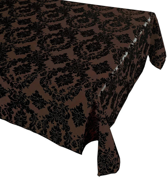 Decorative Damask Polyester Taffeta Tablecloth (Black/Brown, Rectangular Tablecloth) Choose Sise Below