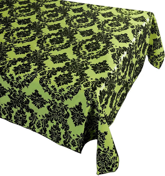 Decorative Damask Polyester Taffeta Tablecloth (Black/Lime, Rectangular Tablecloth) Choose Sise Below