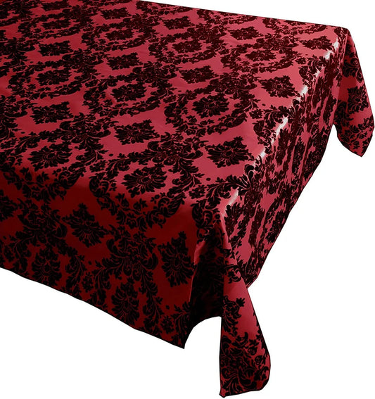 Decorative Damask Polyester Taffeta Tablecloth (Black/Red, Rectangular Tablecloth) Choose Sise Below