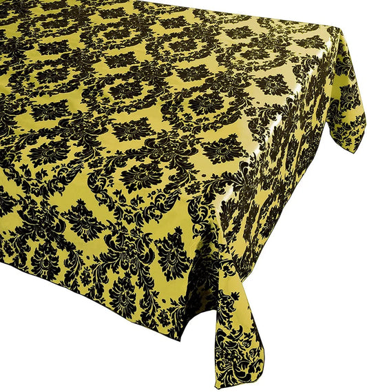 Decorative Damask Polyester Taffeta Tablecloth (Black/Yellow, Rectangular Tablecloth) Choose Sise Below