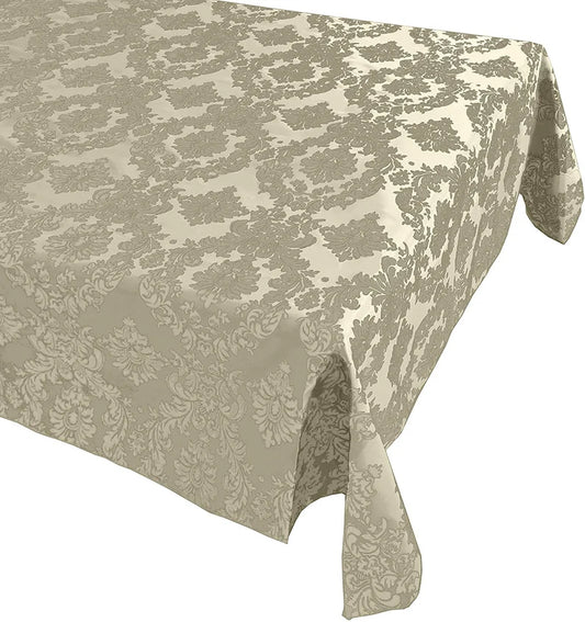 Decorative Damask Polyester Taffeta Tablecloth (Ivory/Ivory, Rectangular Tablecloth) Choose Sise Below