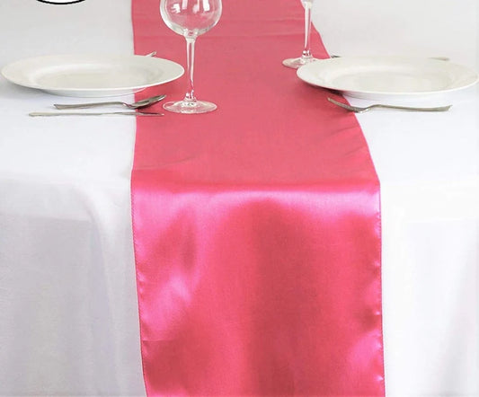Wedding Banquet Decoration, Bridal Satin Table Runner ( Hot Pink , Choose Size Below