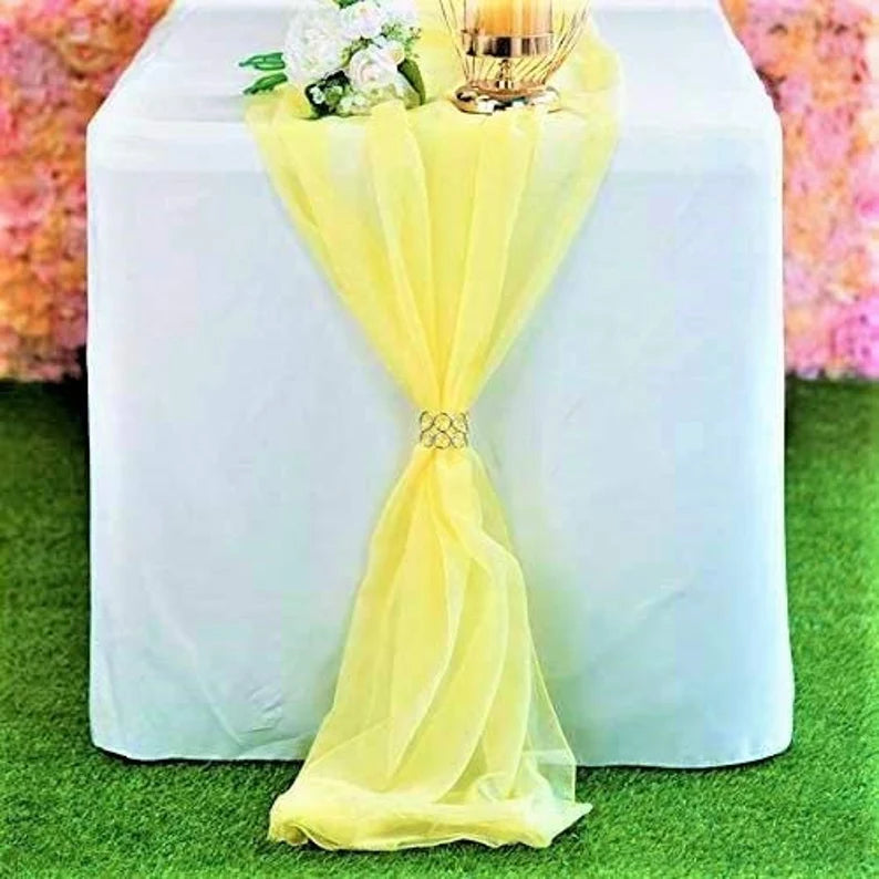 Chiffon Table Runner Extra Long, Wedding Runners, Holiday Table Runners, Long Table Runners, (Dark Yellow,