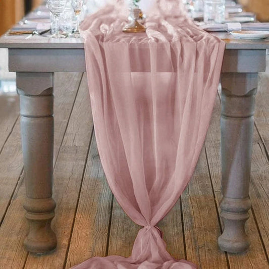 Chiffon Table Runner Extra Long, Wedding Runners, Holiday Table Runners, Long Table Runners, (Mauve,
