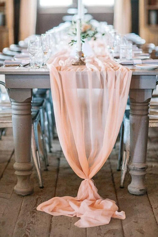 Chiffon Table Runner Extra Long, Wedding Runners, Holiday Table Runners, Long Table Runners, (Peach,