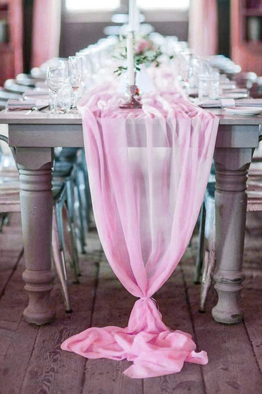 Chiffon Table Runner Extra Long, Wedding Runners, Holiday Table Runners, Long Table Runners, (Pink