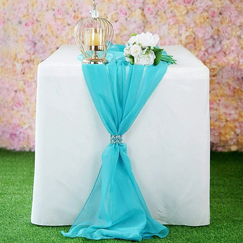 Chiffon Table Runner Extra Long, Wedding Runners, Holiday Table Runners, Long Table Runners, (Turquoise,